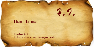 Hux Irma névjegykártya